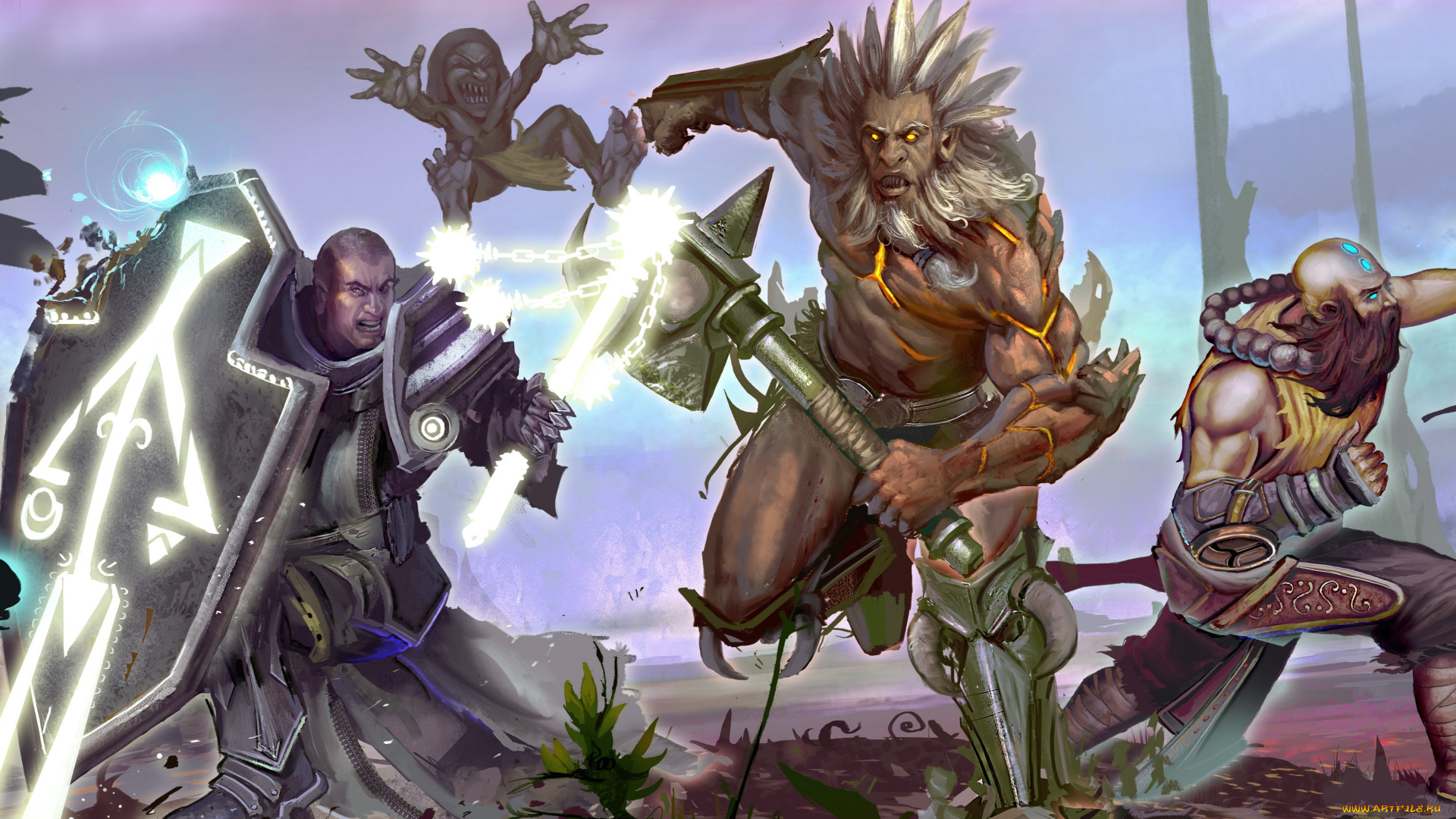 видео, игры, diablo, iii, , reaper, of, souls, монстры, череп, скелет, воины, щит, доспехи, бой