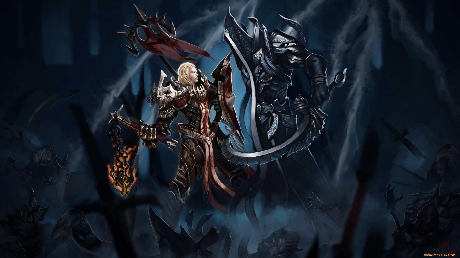 видео, игры, diablo, iii, , reaper, of, souls, оружие, обломки, игра, доспехи, арт, серпы, дьявол, девушка