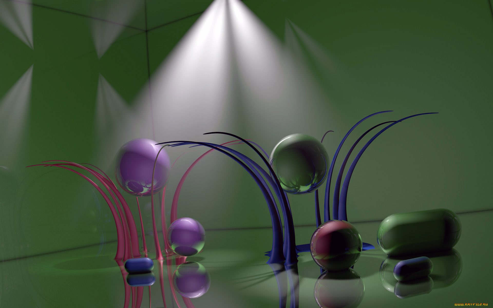 3д, графика, шары, луч