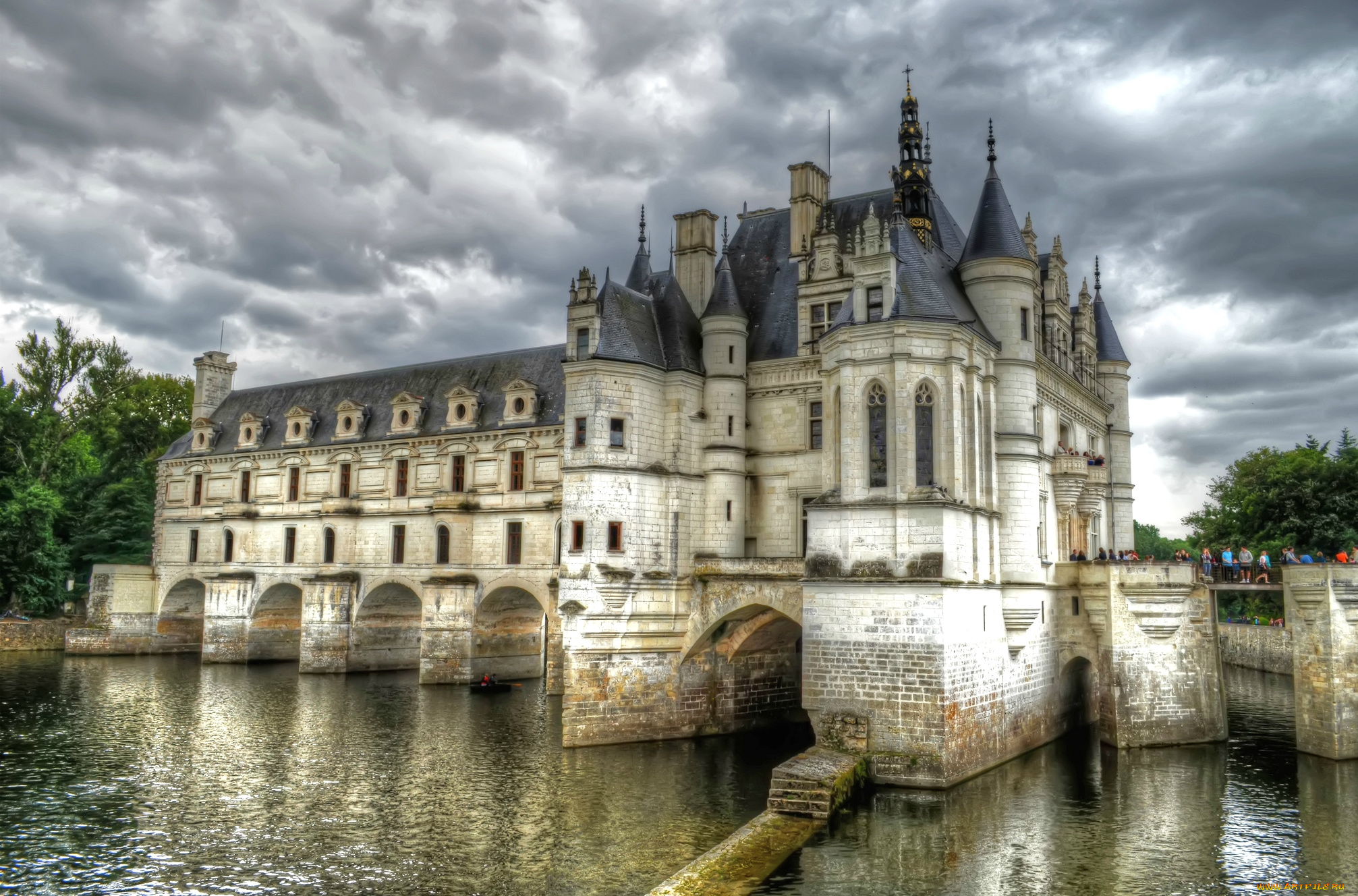 замок, шенонсо, города, замки, франции, вода, дворец