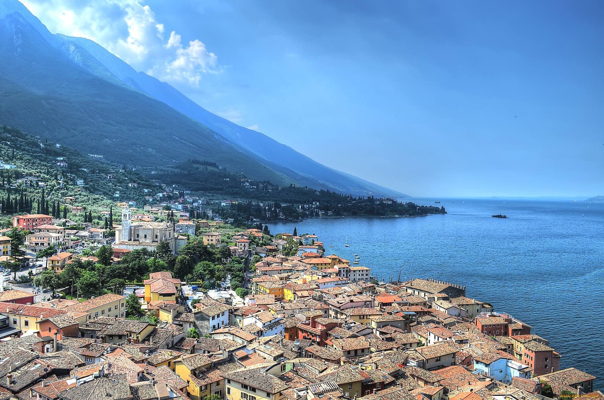 города, -, панорамы, дома, вода, горы