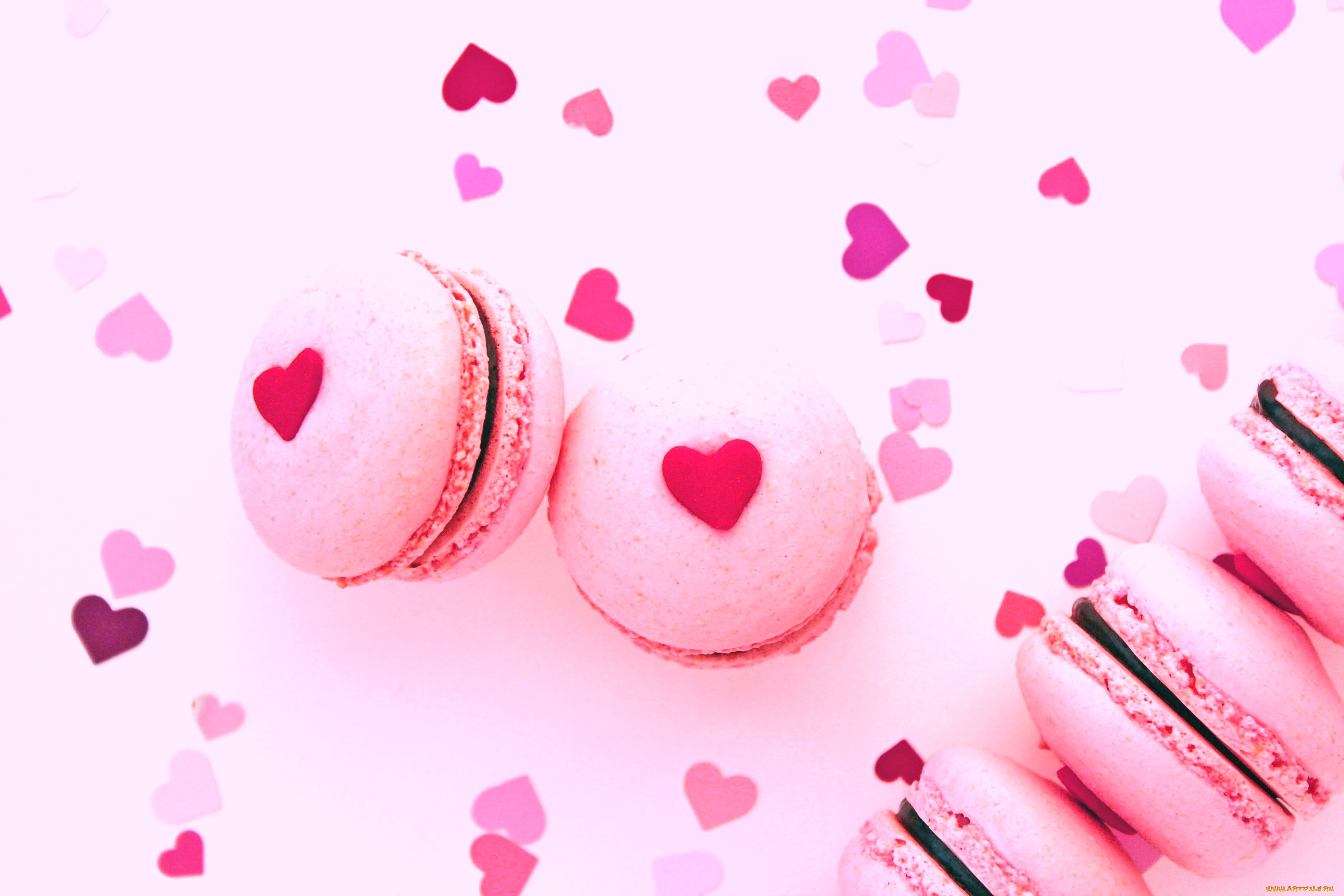 еда, -, макаруны, сердечки, розовый