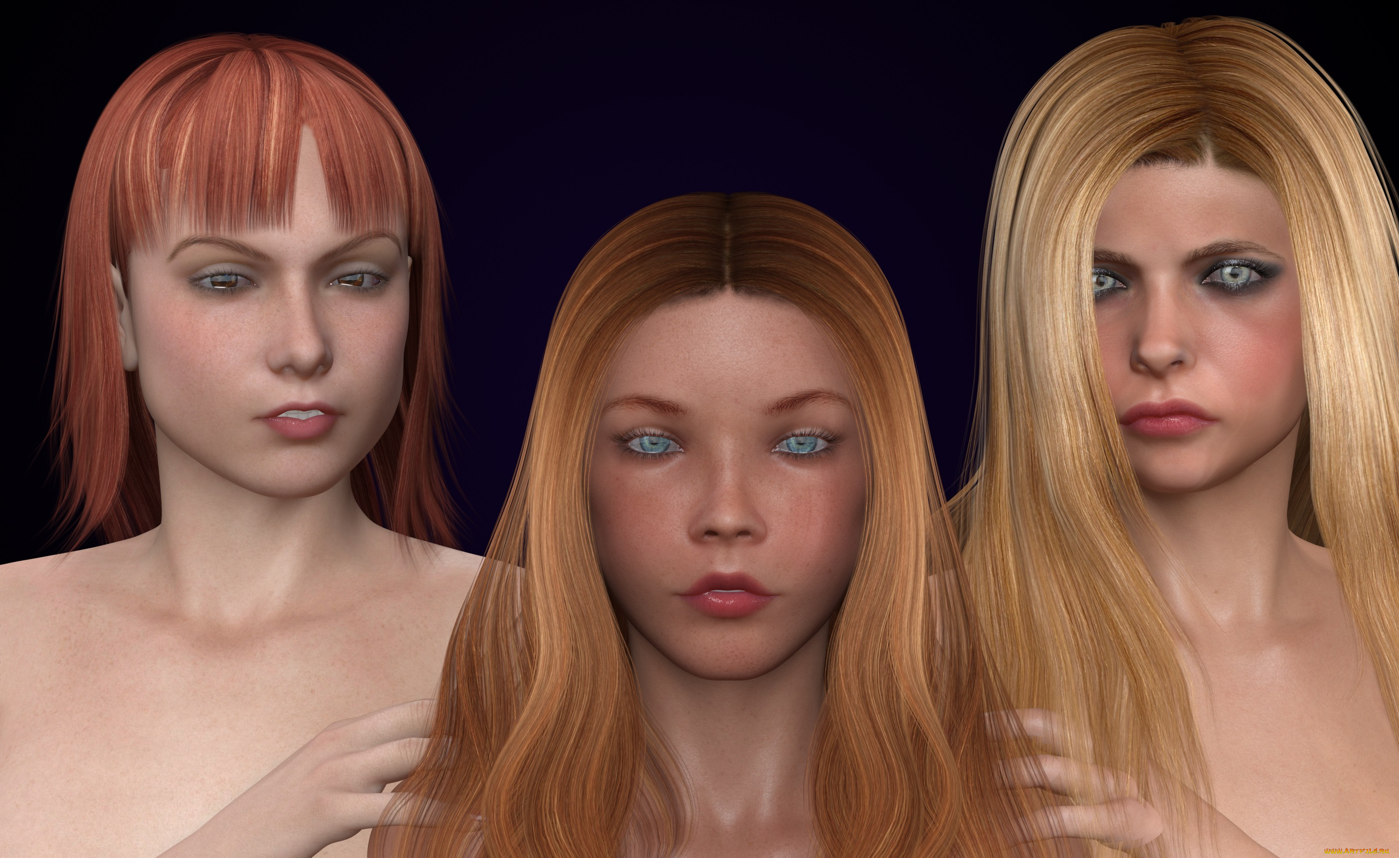 3д, графика, portraits, , портрет, взгляд, девушки