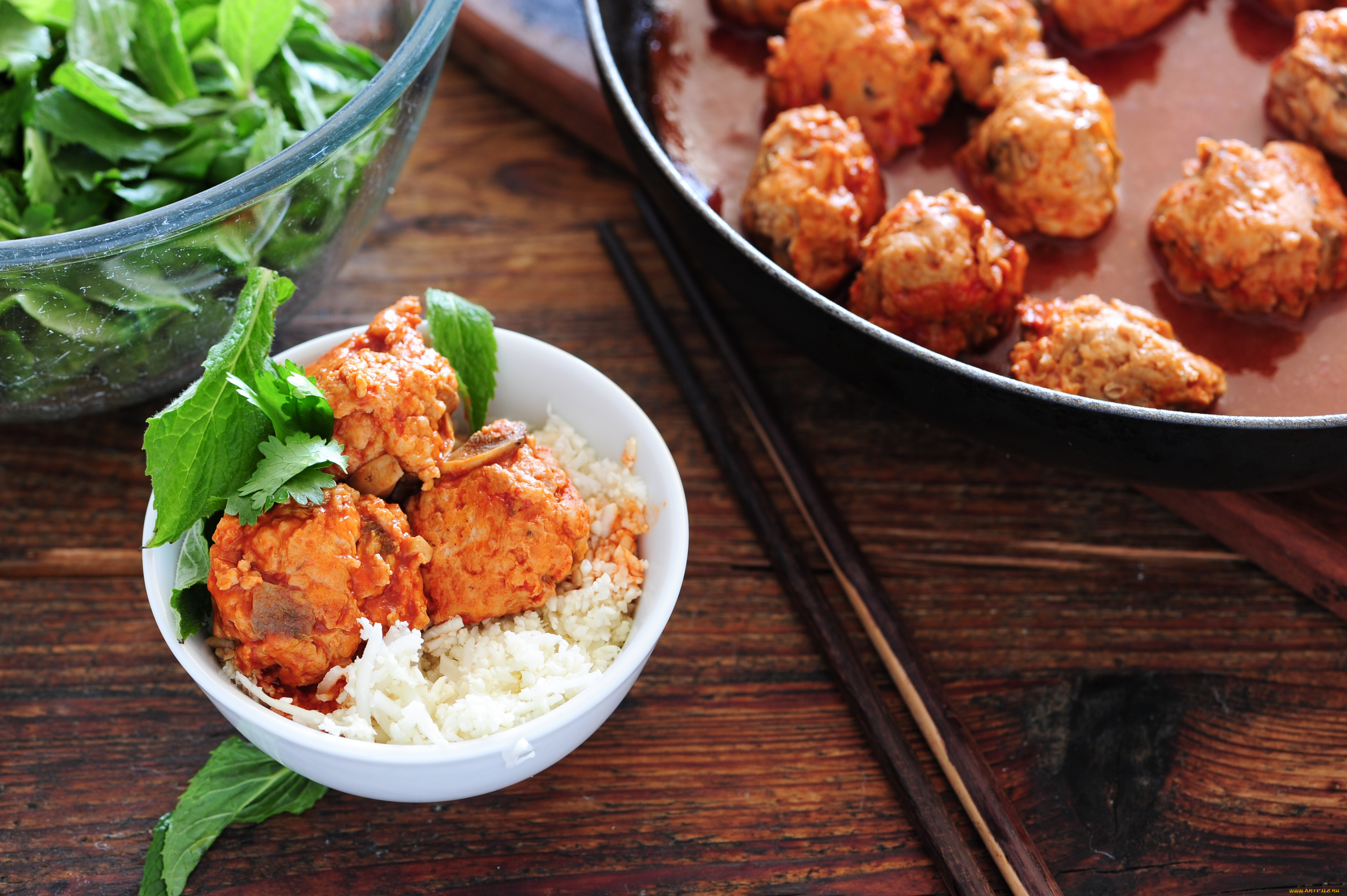 еда, вторые, блюда, тефтели, зелень, второе, блюдо, рис