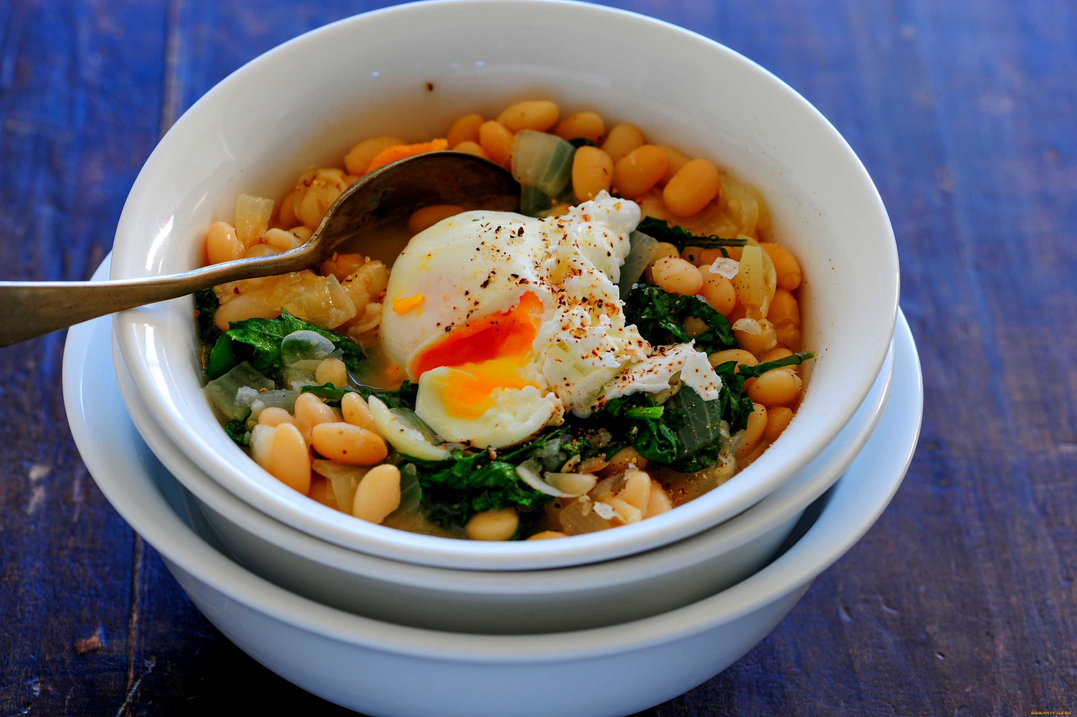 еда, Яичные, блюда, бобы, яйцо, зелень, второе, блюдо