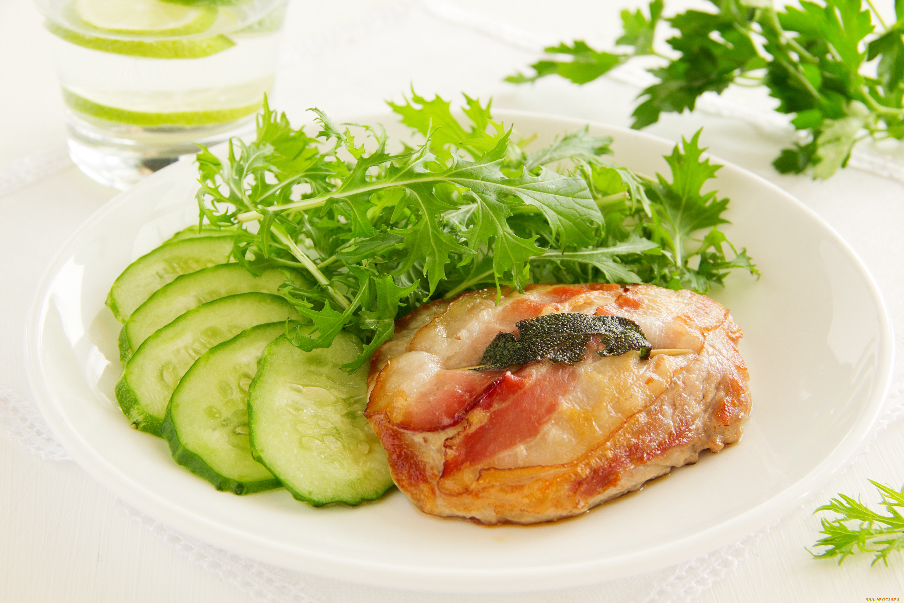 еда, мясные, блюда, огурцы, мясо