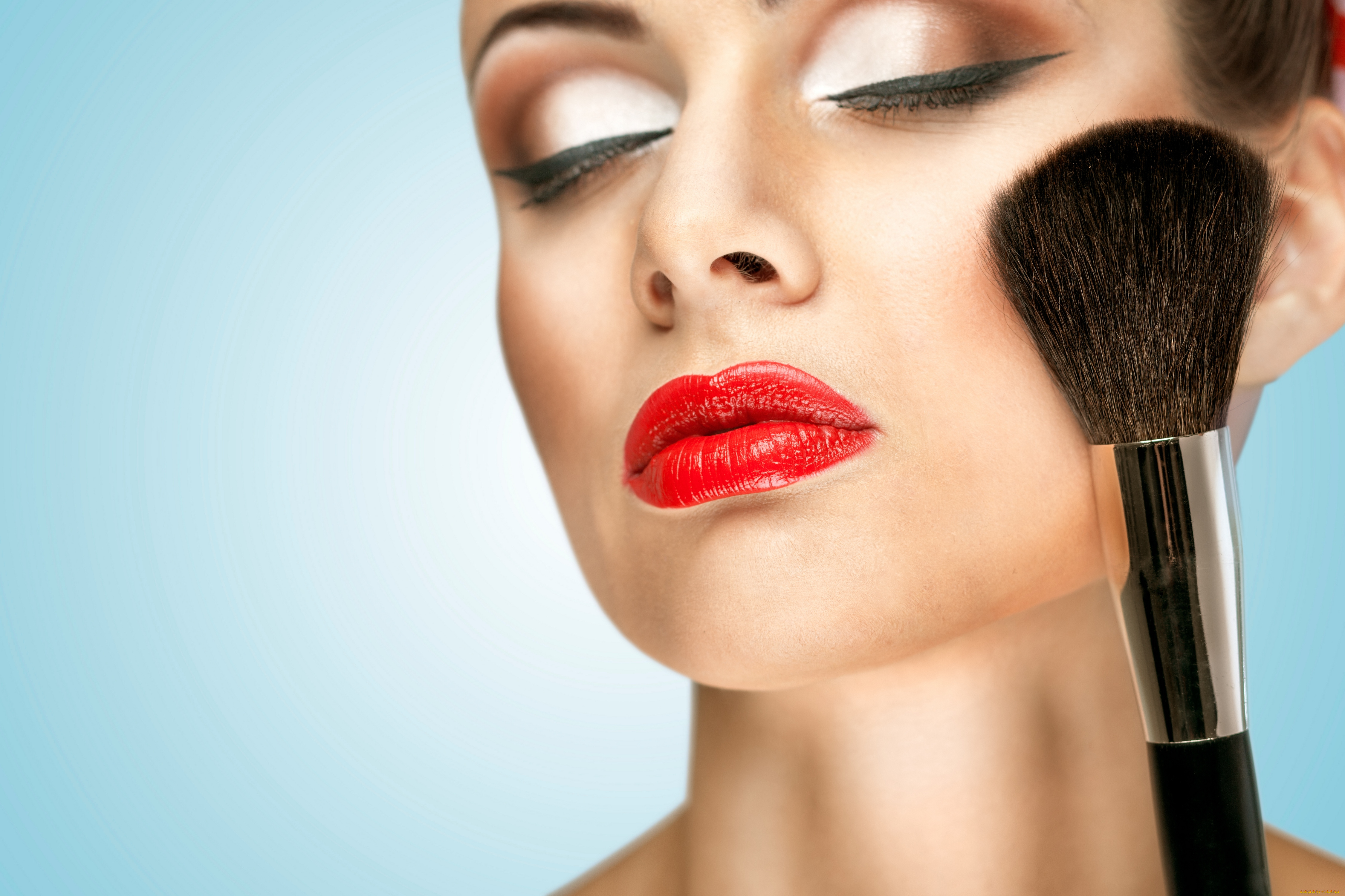 девушки, -unsort, , лица, , портреты, кисточка, макияж, девушка