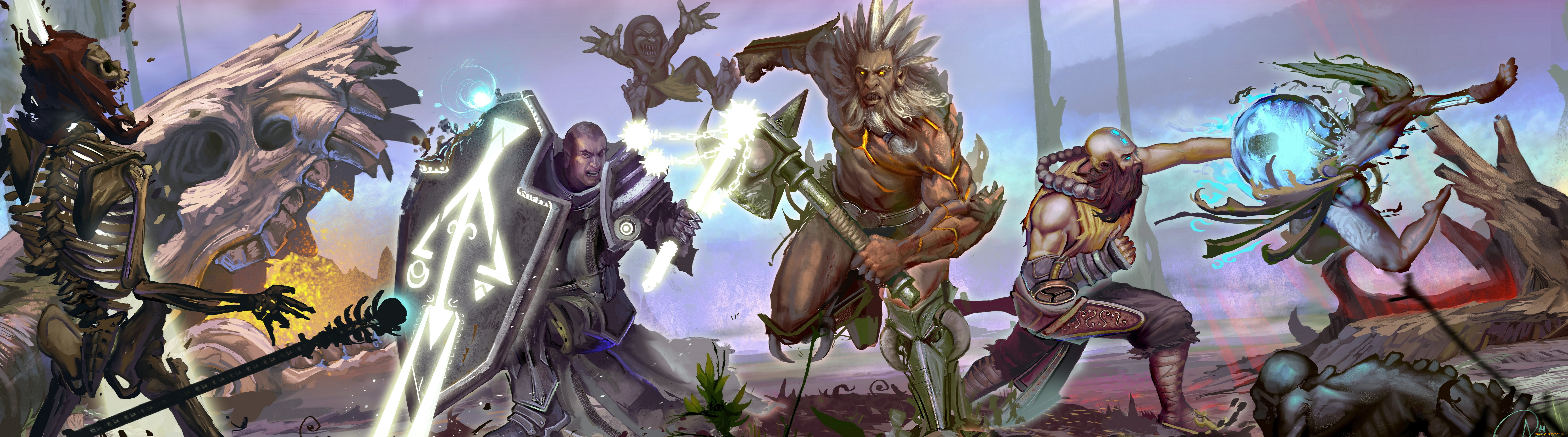 видео, игры, diablo, iii, , reaper, of, souls, монстры, череп, скелет, воины, щит, доспехи, бой