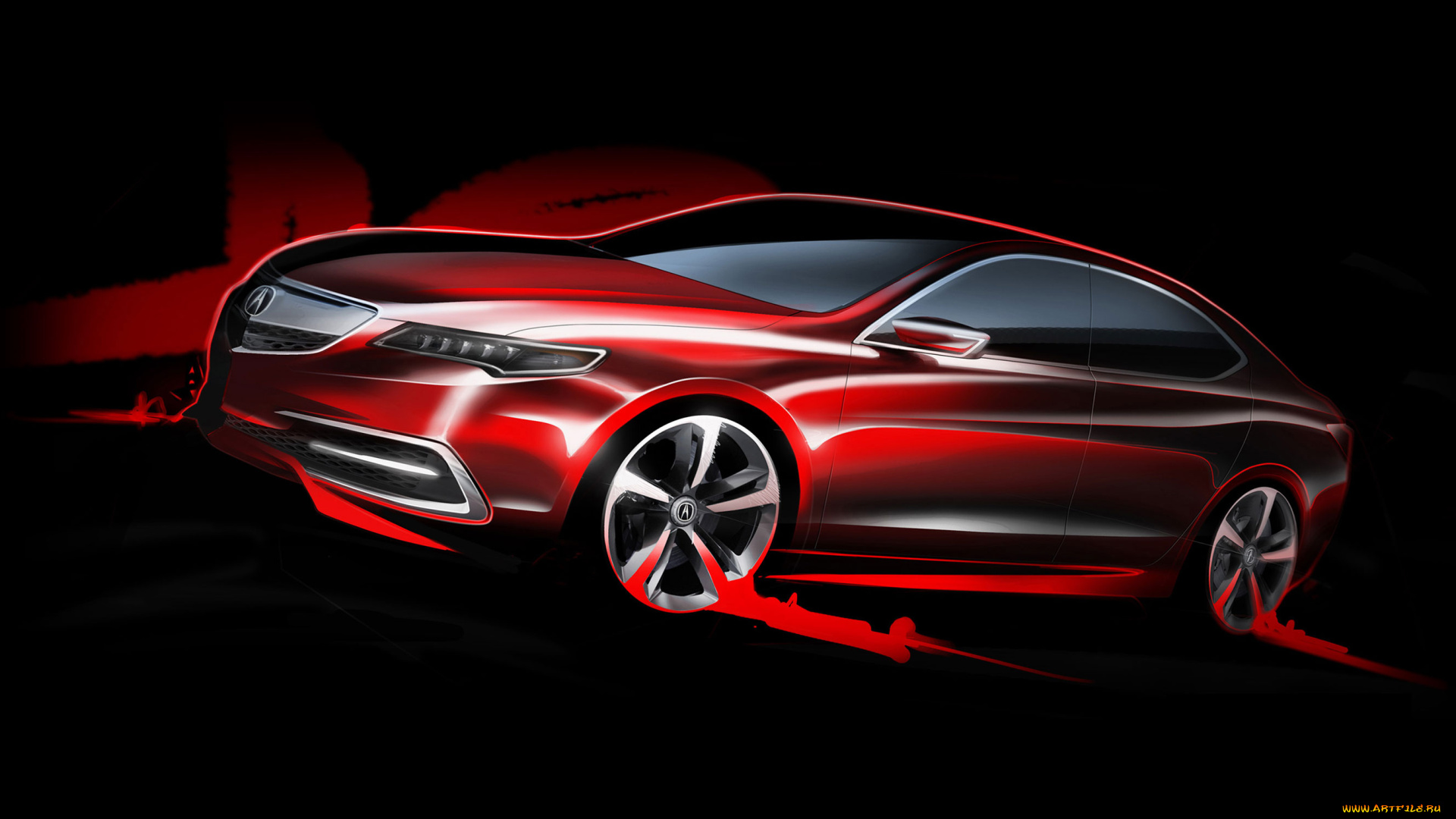 acura, tlx, автомобили, рисованные, acura, скетч, tlx, рисунок, акура