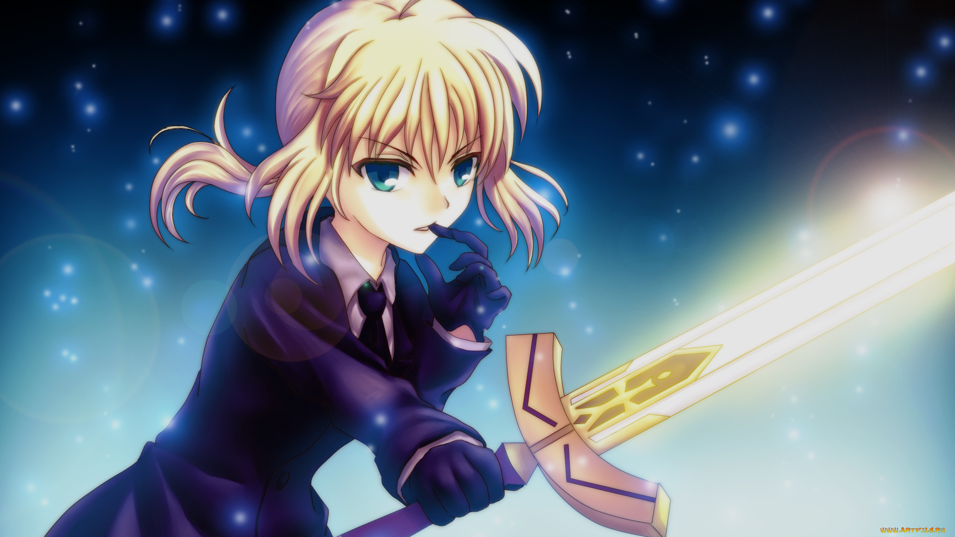 аниме, fate, zero, девушка, daffobird, saber