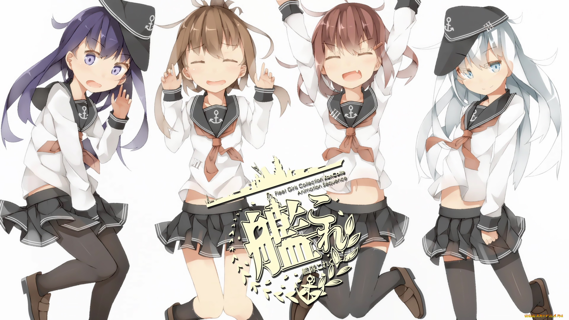 аниме, kantai, collection, inazuma, ikazuchi, hibiki, kancolle, akatsuki, kantai, collection, девочки, tagme, artist