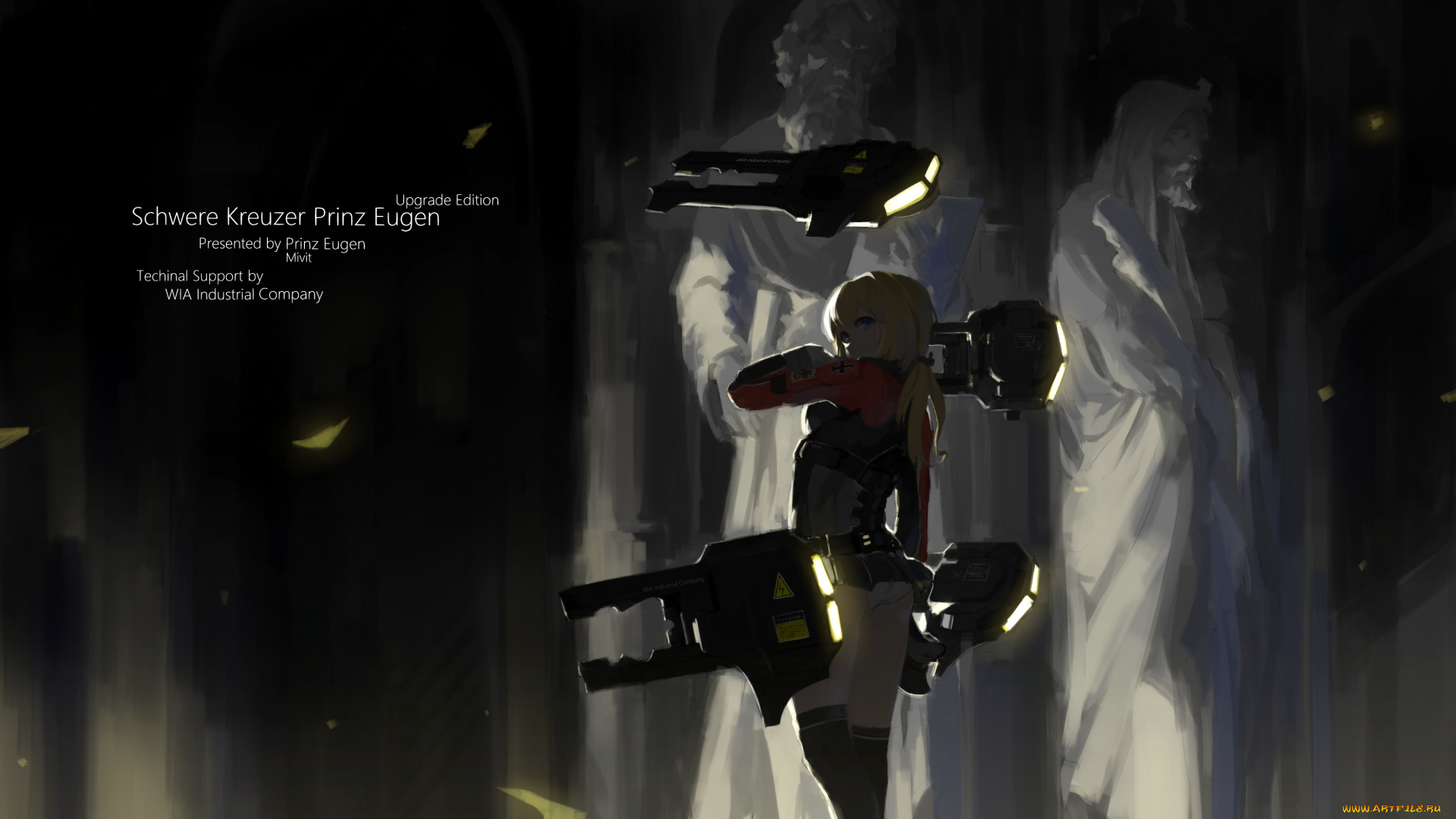 аниме, kantai, collection, prinz, eugen, мрак, девушка, kantai, collection, статуи, kancolle, оружие, mivit