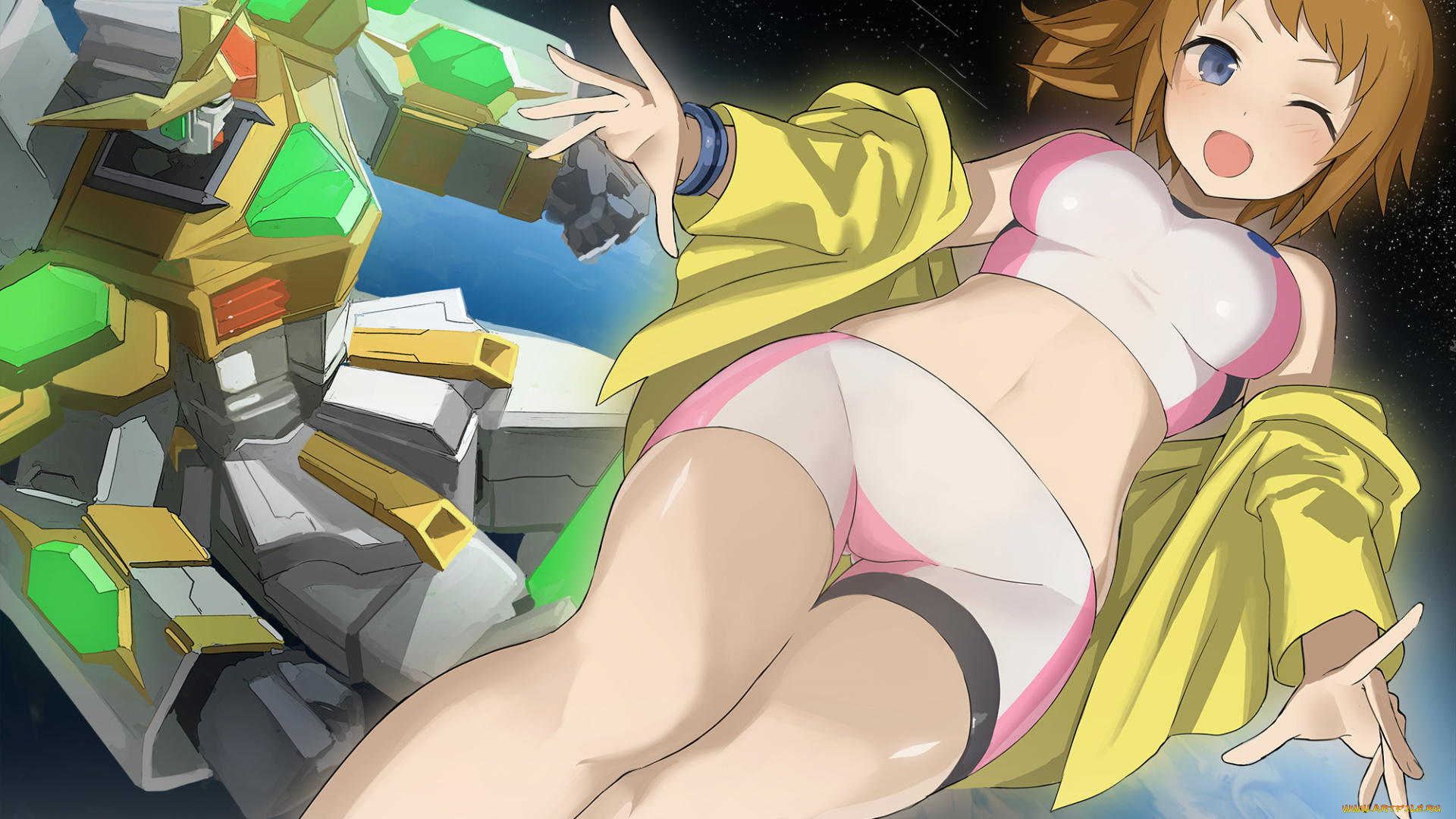 аниме, mobile, suit, gundam, ccaw, hoshino, fumina, робот, девушка