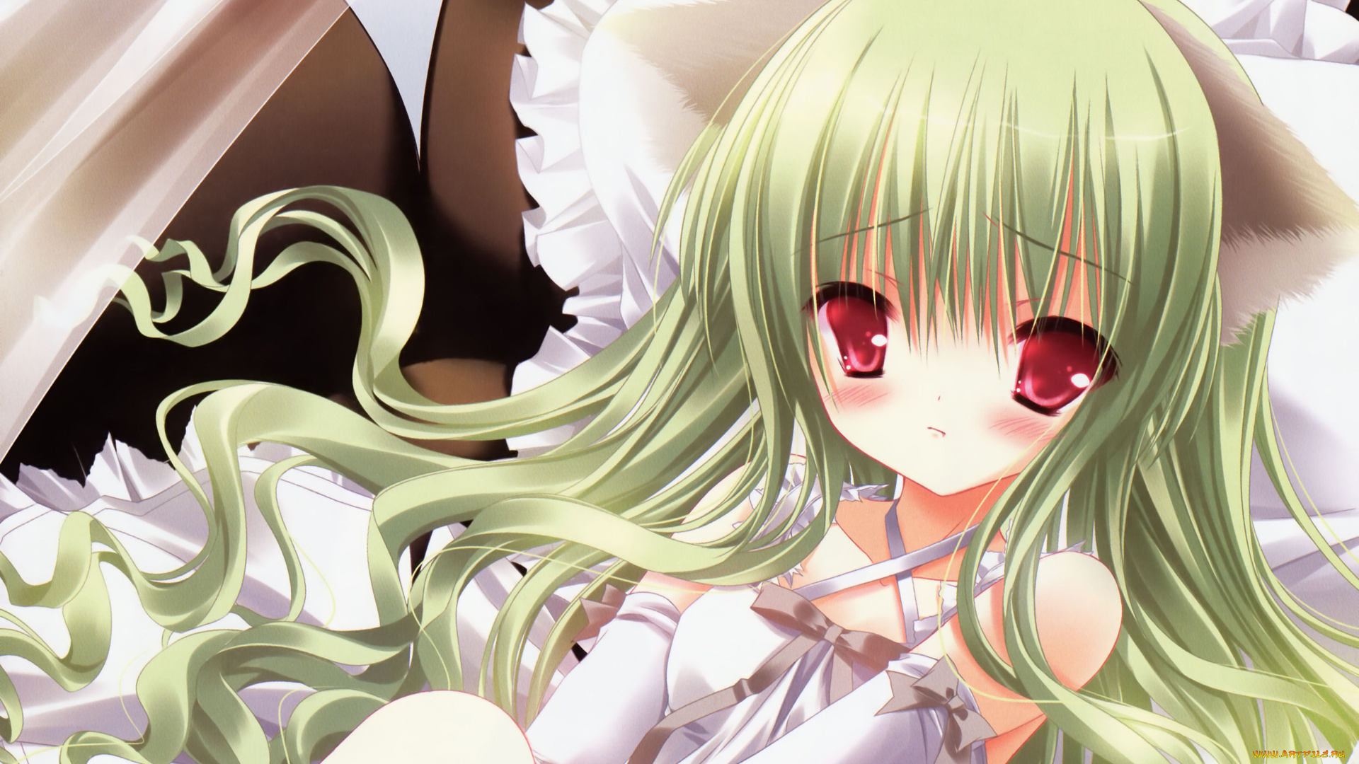 аниме, tinkerbell, , artbook, ушки, девушка, платье, взгляд