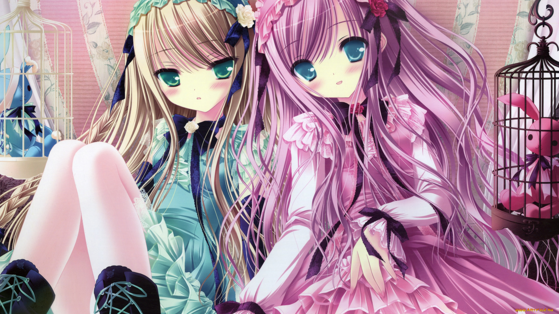 аниме, tinkle, , artbook, tinkle, арт, девушки, взгляд, клетка