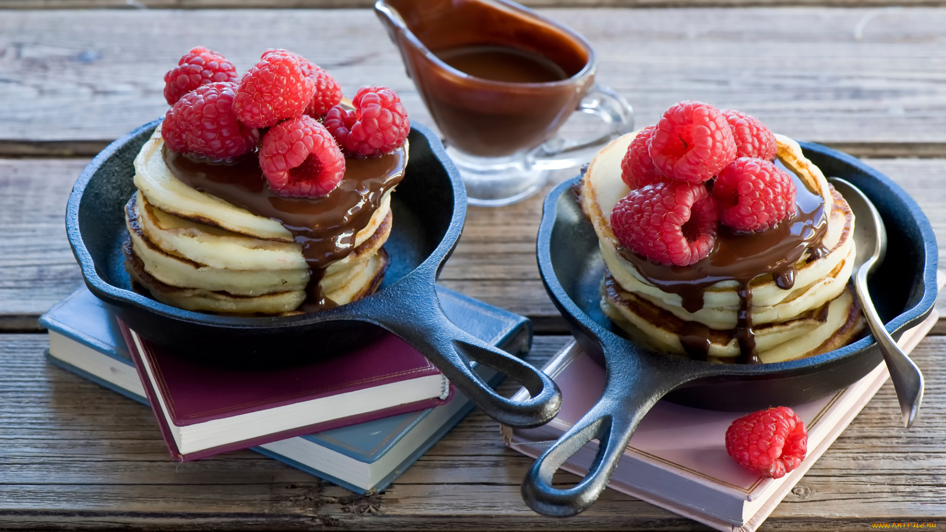 еда, блины, , оладьи, крем, шоколадный, малина, книги