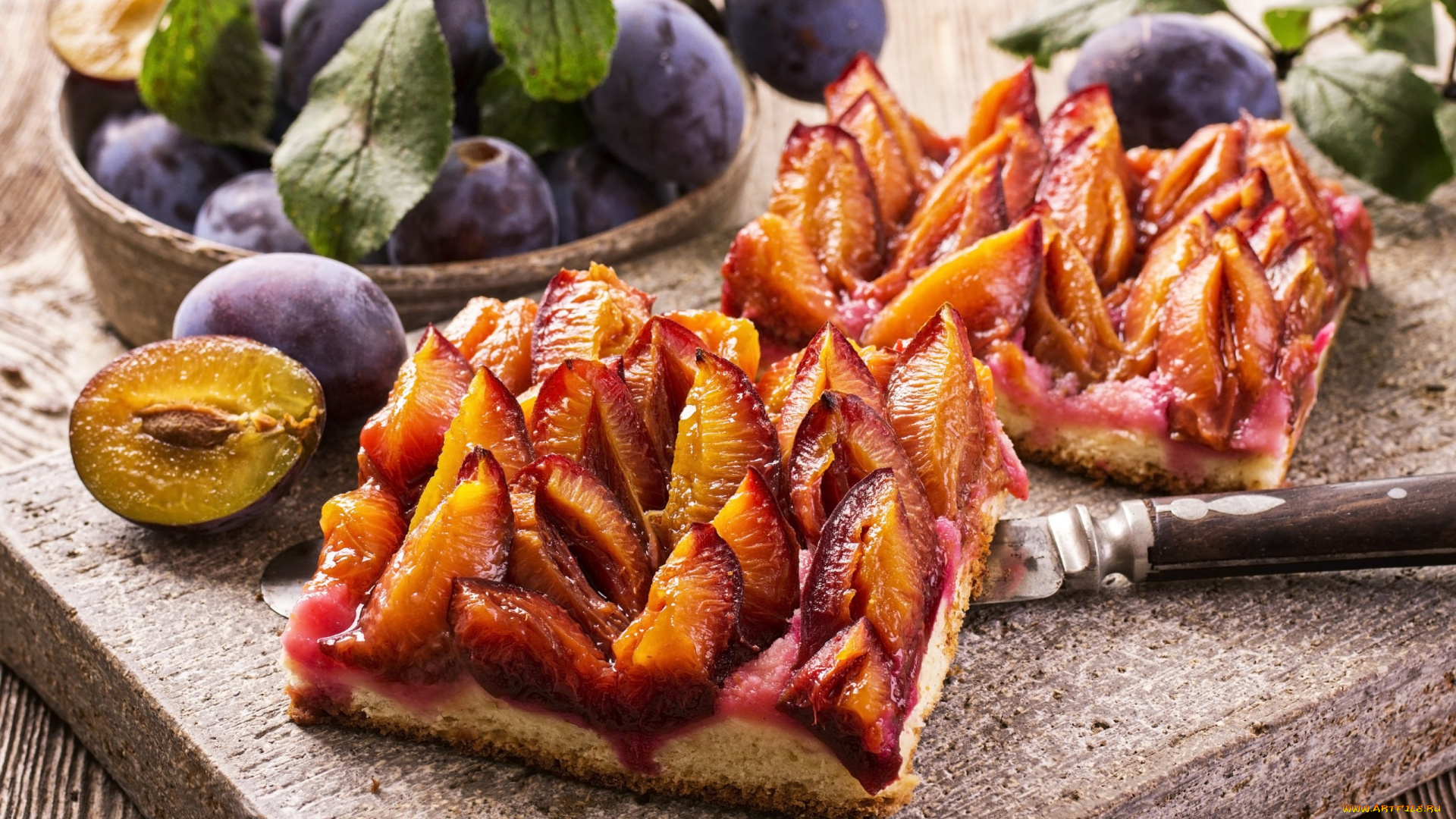 еда, пироги, сливовый, сливы