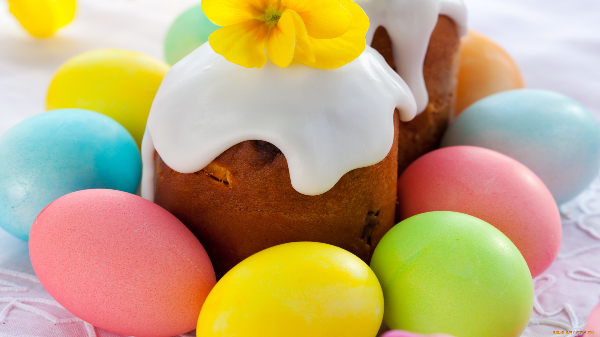 праздничные, пасха, flowers, spring, выпечка, глазурь, яйца, кулич, blessed, decoration, holiday, eggs, cake, easter