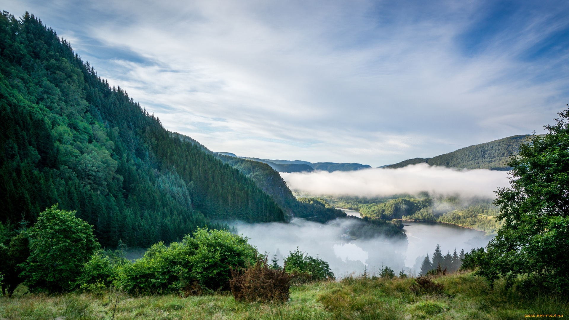 природа, реки, озера, горы, облака, лес, река
