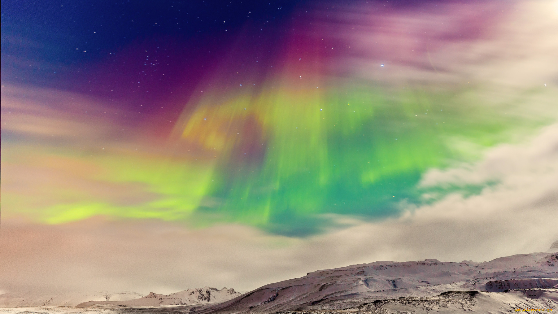 природа, северное, сияние, северное, сияние, ночь, горы