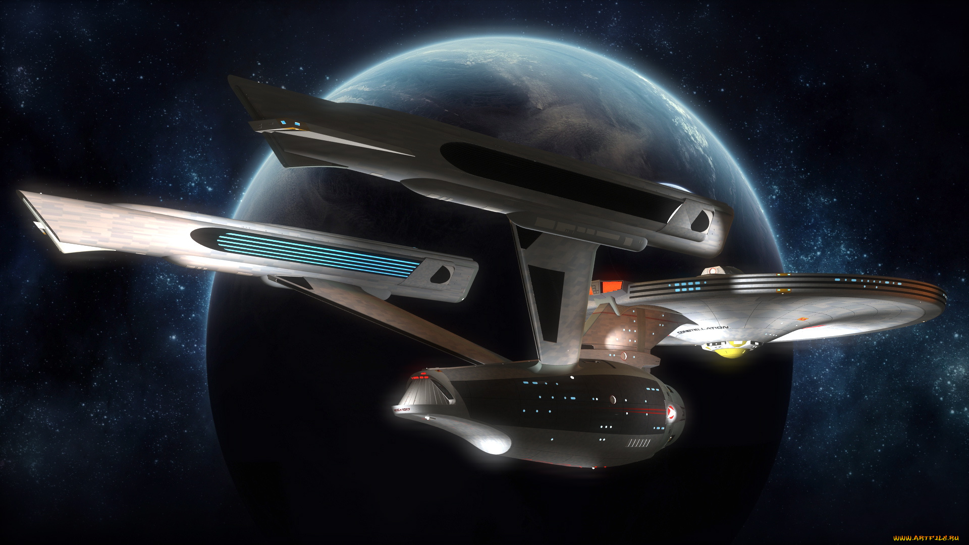 видео, игры, -, star, trek, constellation, планета, вселенная, полет, космический, корабль