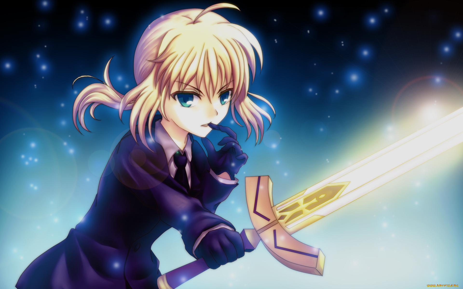 аниме, fate, zero, девушка, daffobird, saber