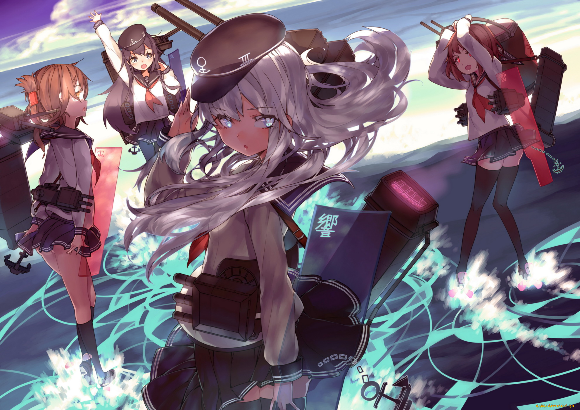 аниме, kantai, collection, kantai, collection, akatsuki, kancolle, девушки, leung, ka, che, inazuma, ikazuchi, hibiki