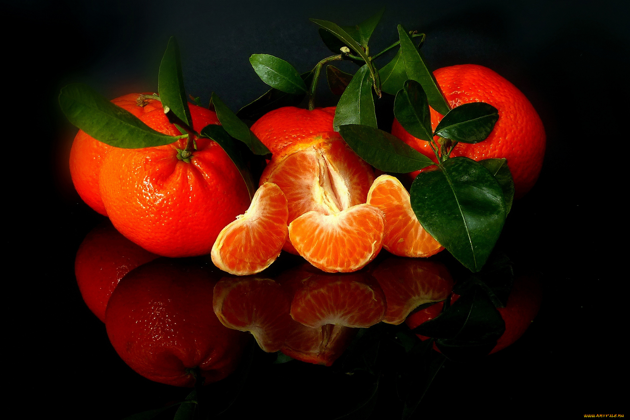 еда, цитрусы, мандарины