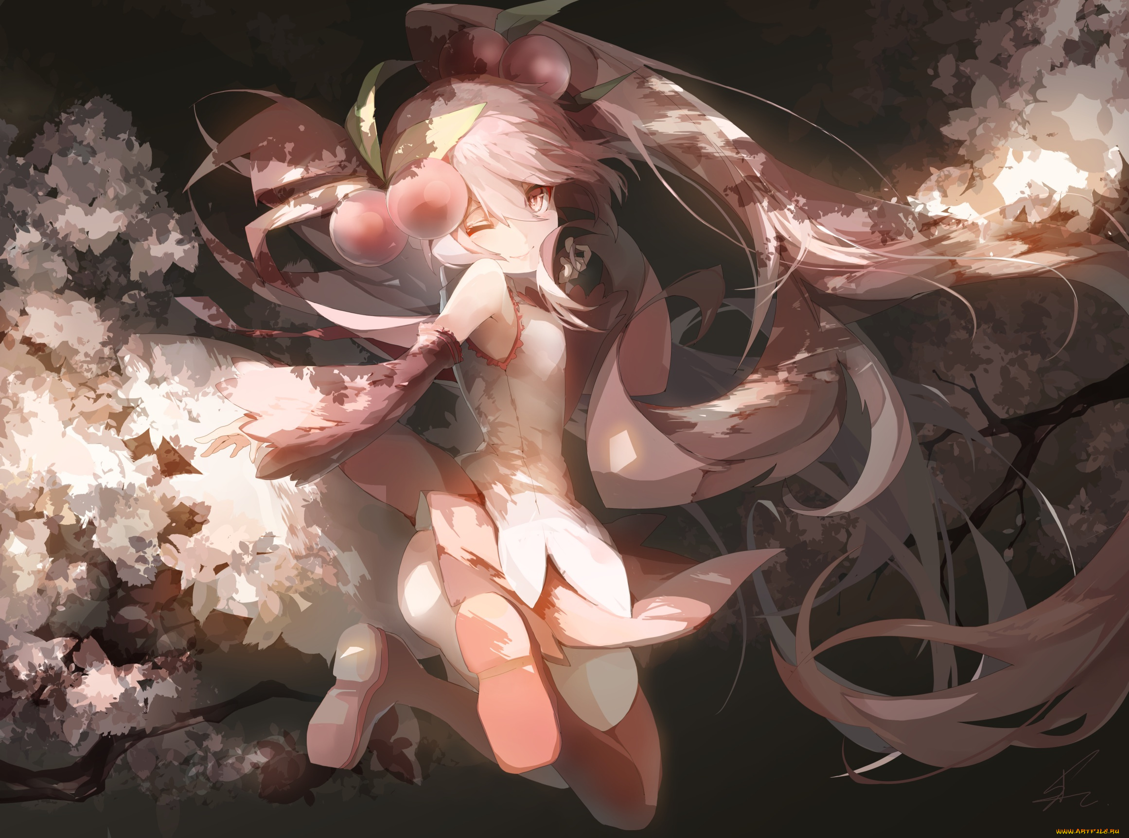 аниме, vocaloid, девушка, hatsune, miku, взгляд, sakura, saihate