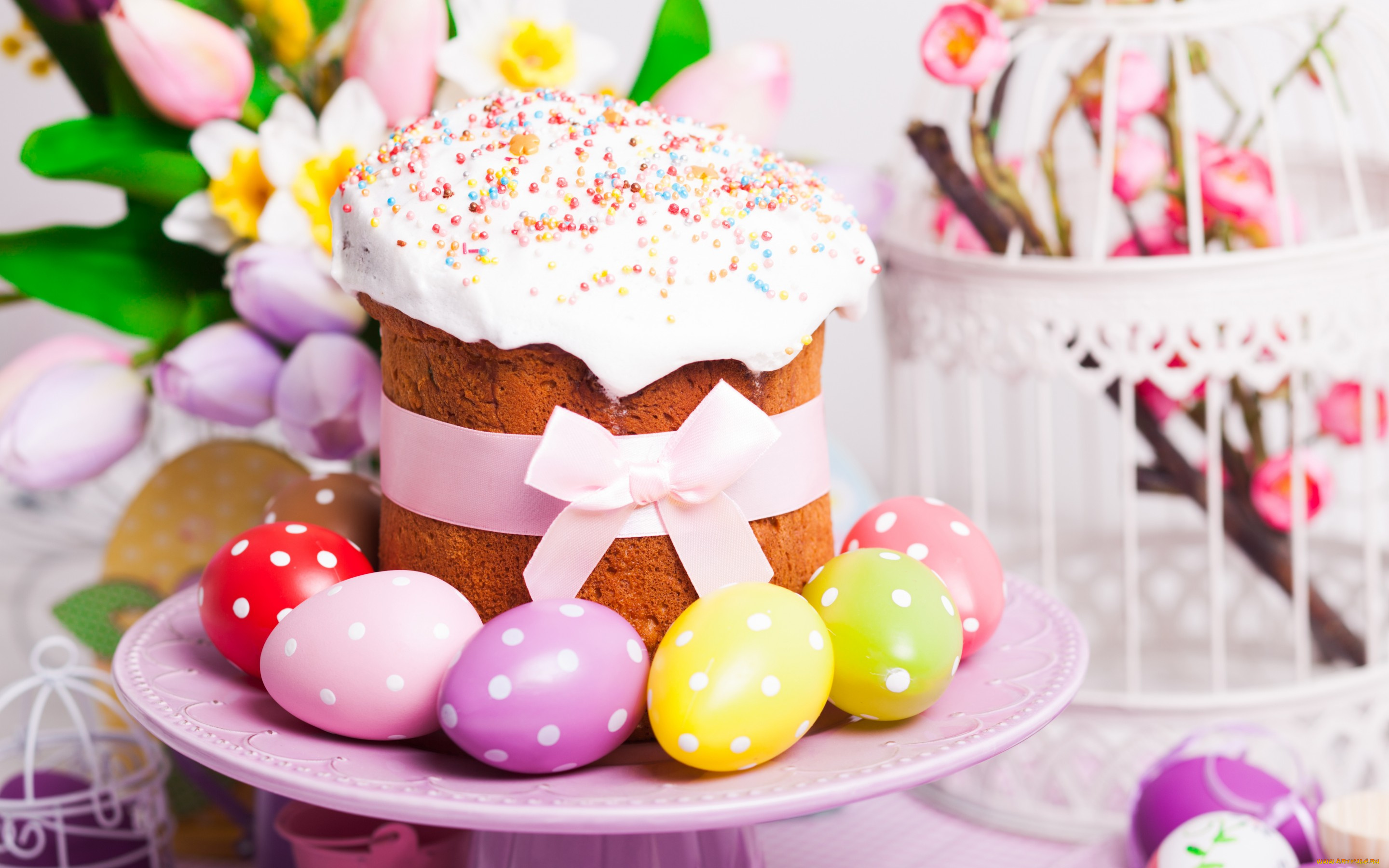 праздничные, пасха, spring, tulips, выпечка, глазурь, cake, easter, тюльпаны, eggs, кулич, blessed, яйца, holiday