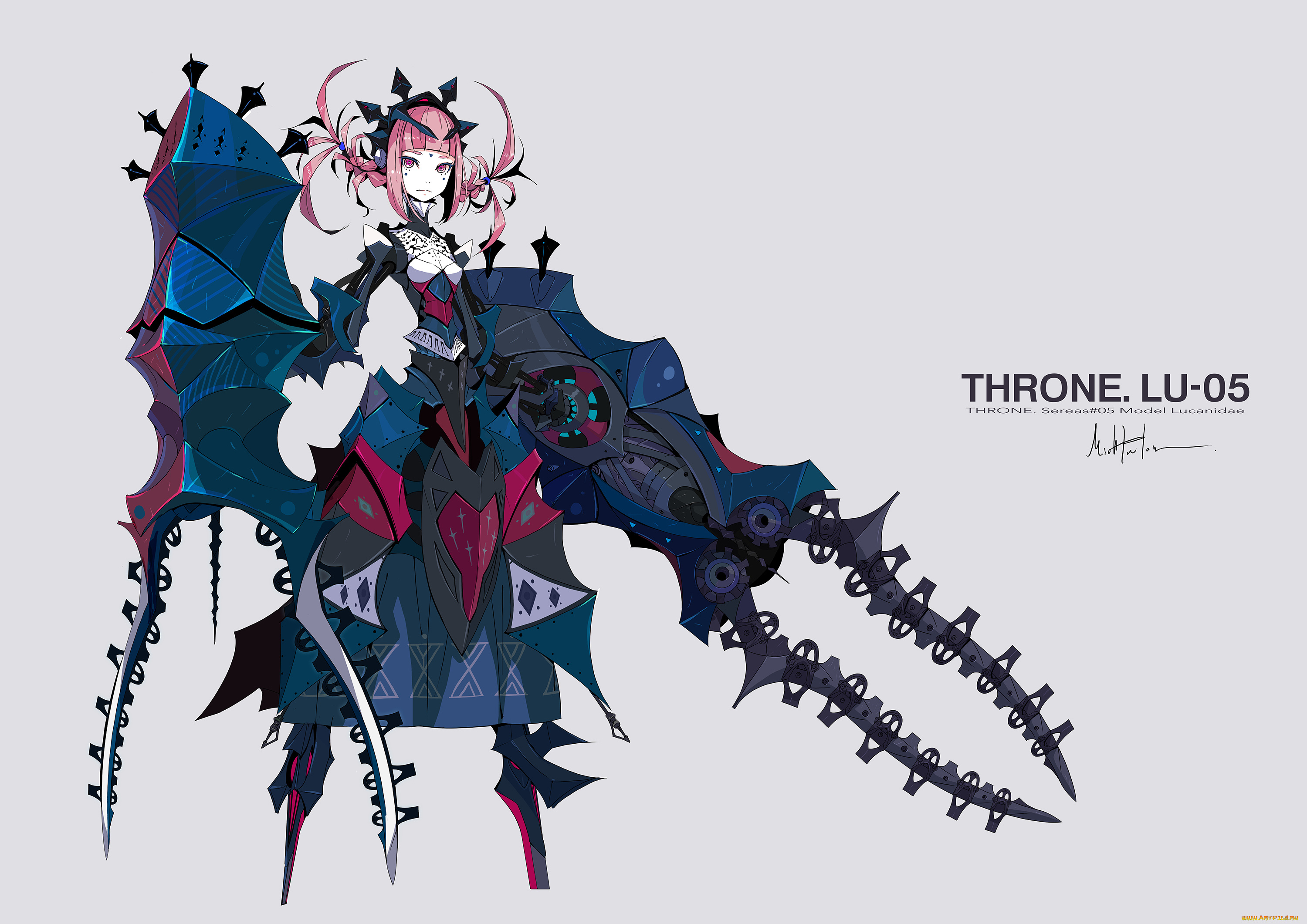 аниме, оружие, , техника, , технологии, арт, palow, взгляд, девушка, фон