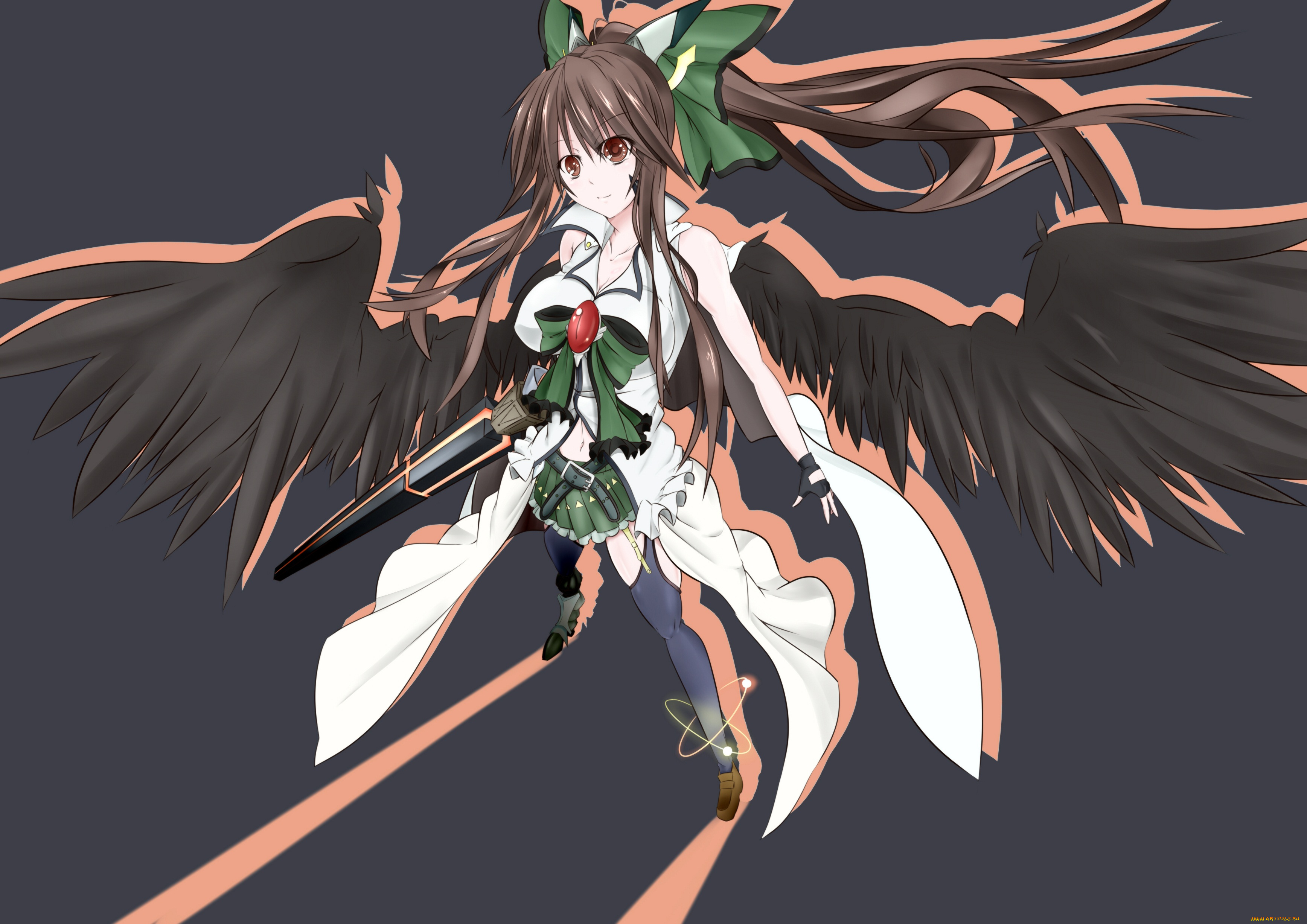 аниме, touhou, девушка, арт, artist, tagme, reiuji, utsuho, крылья