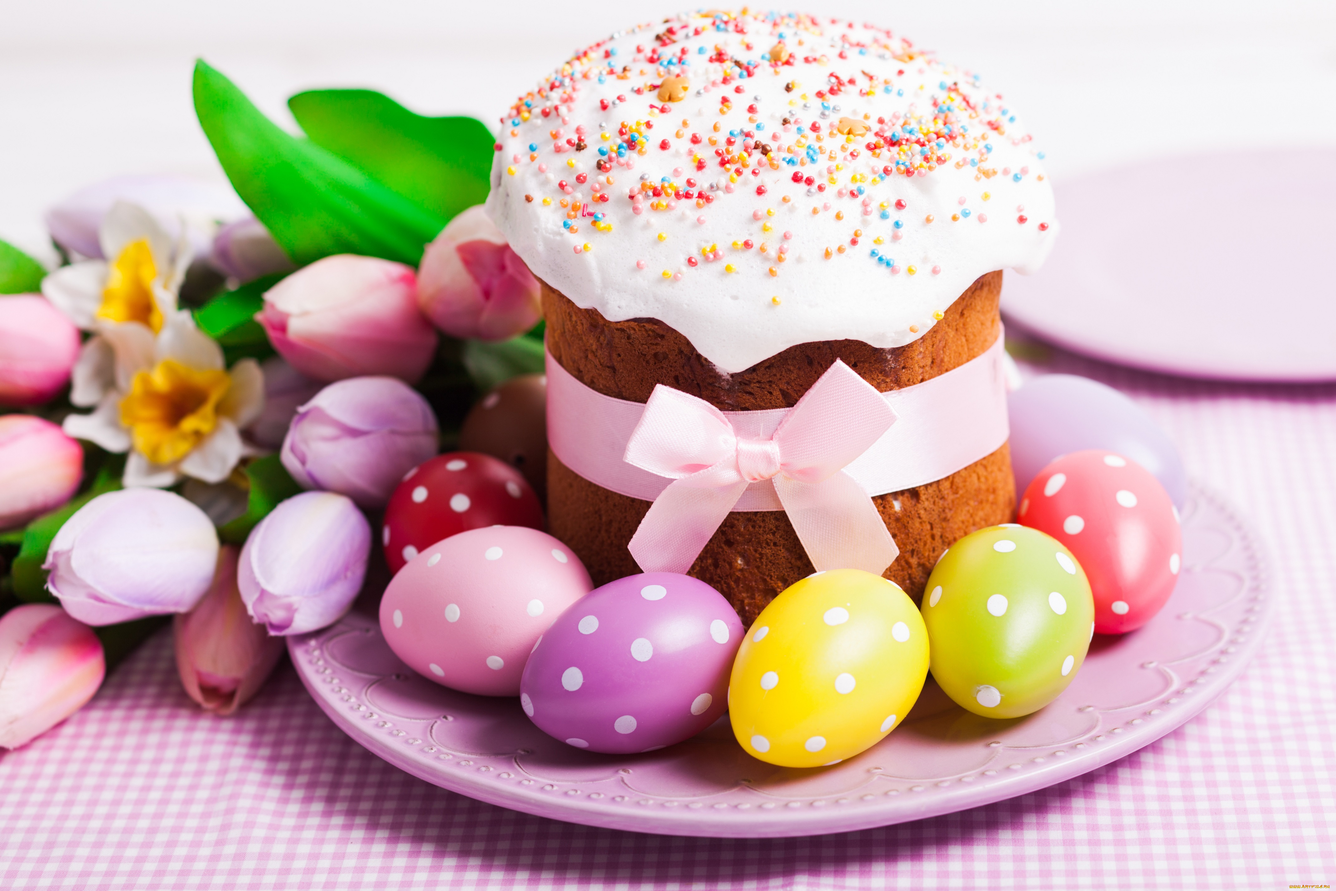 праздничные, пасха, яйца, decoration, кулич, cake, holiday, blessed, easter, spring, выпечка, tulips, eggs, тюльпаны, глазурь