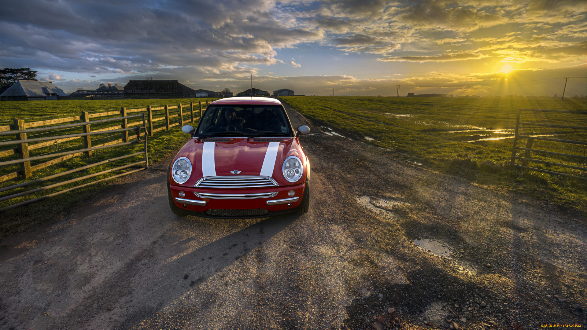 автомобили, mini, рассвет
