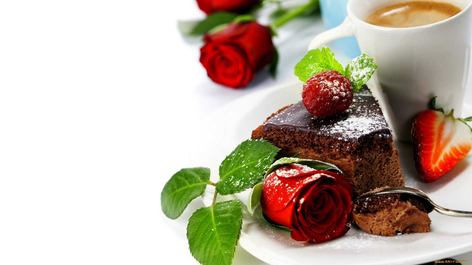 еда, пирожные, , кексы, , печенье, клубника, роза, кофе