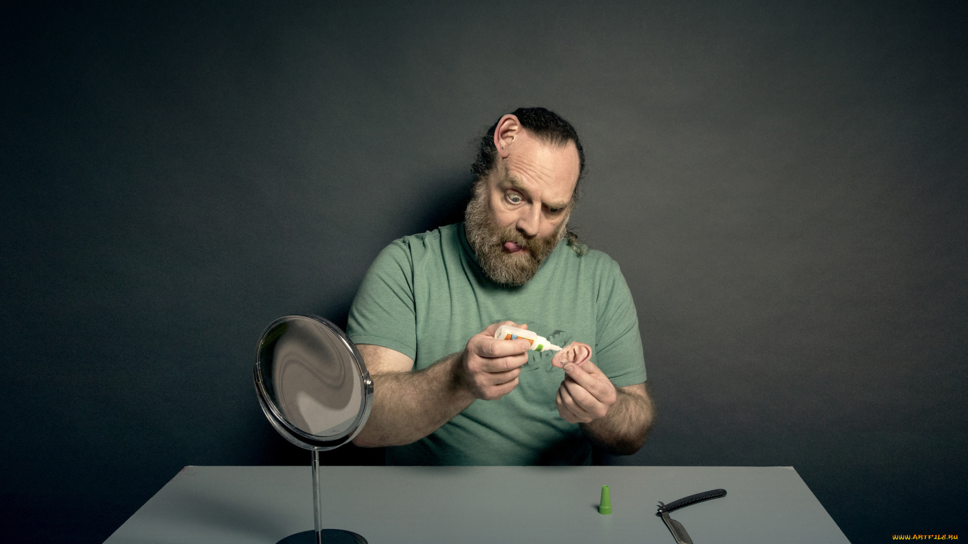 юмор, и, приколы, человек, клей, уши