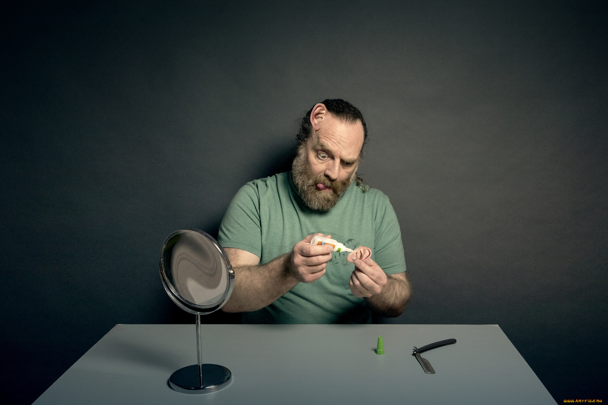 юмор, и, приколы, человек, клей, уши