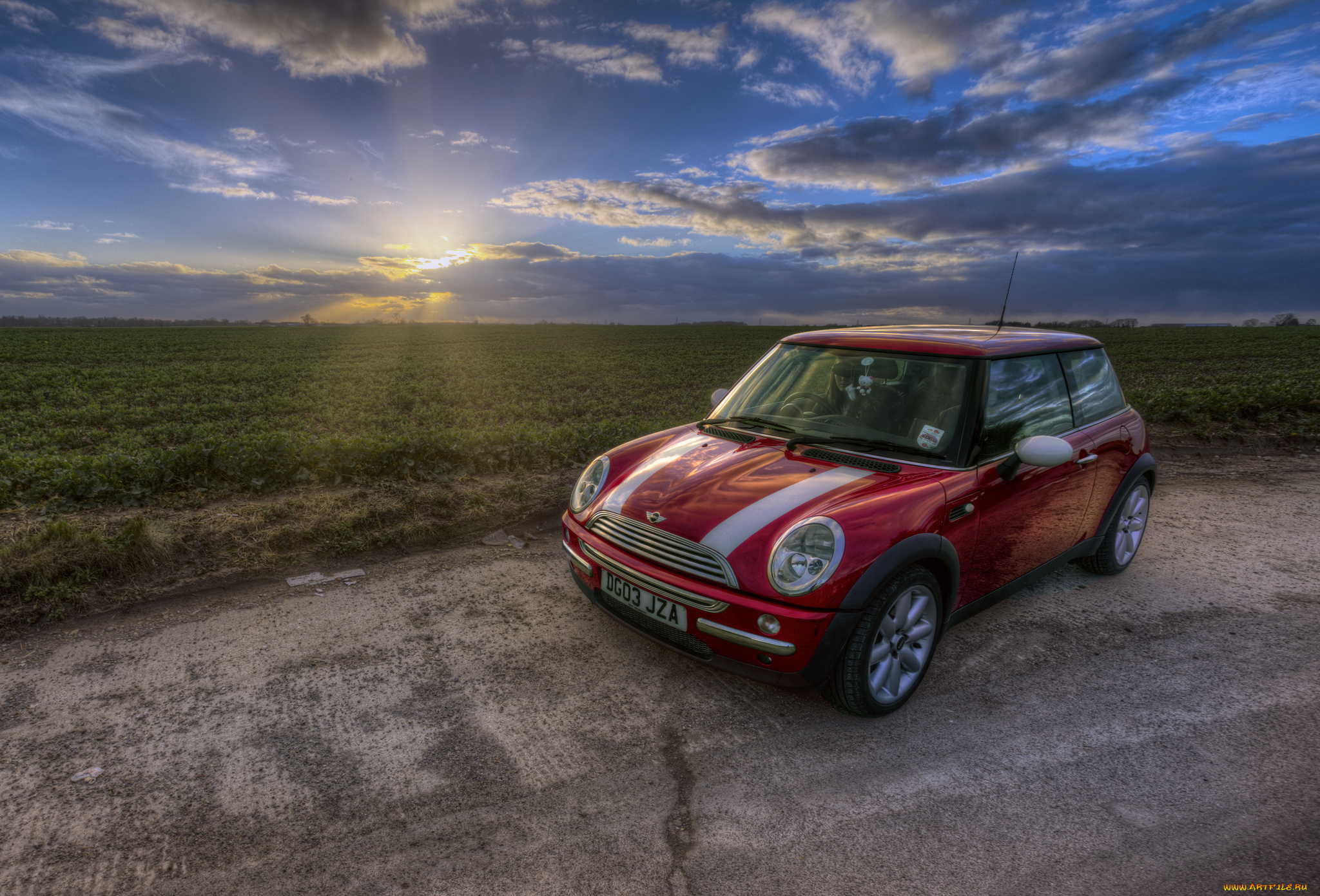 автомобили, mini, рассвет