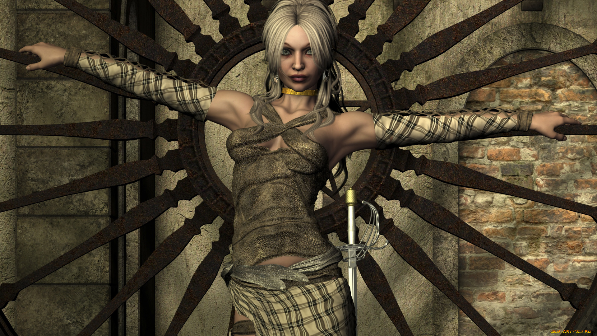 3д, графика, фантазия, , fantasy, фон, взгляд, девушка