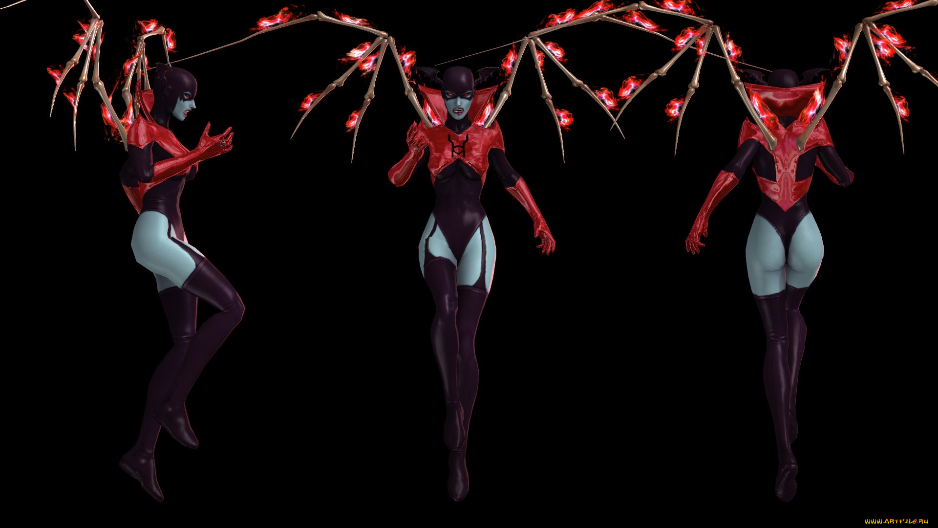 3д, графика, существа, , creatures, взгляд, фон, демоны, девушки