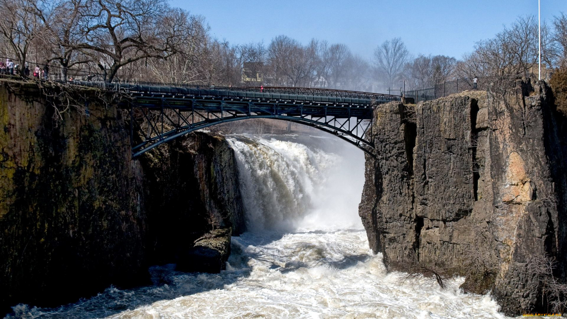 города, -, мосты, река, бурная, мост, поток