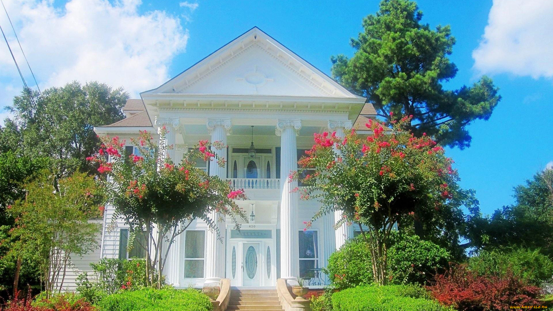 города, -, здания, , дома, дом, лето, кусты, деревья