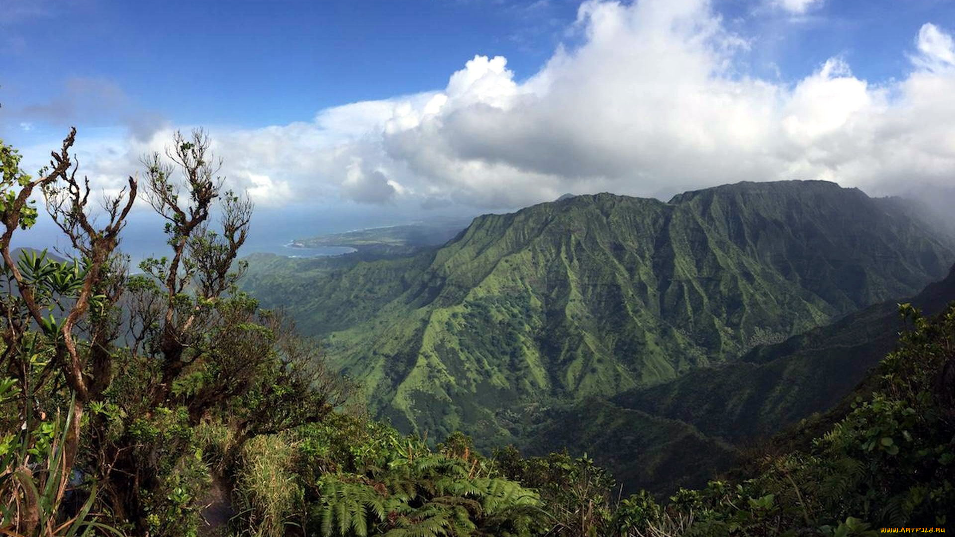 природа, горы, вершина, облака