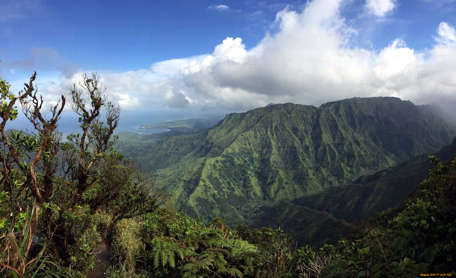 природа, горы, вершина, облака