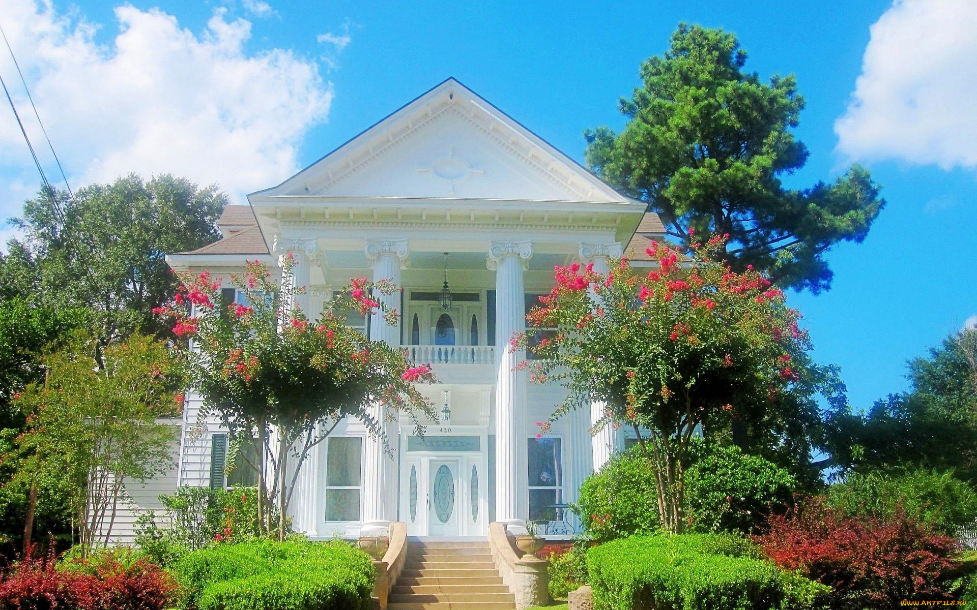 города, -, здания, , дома, дом, лето, кусты, деревья