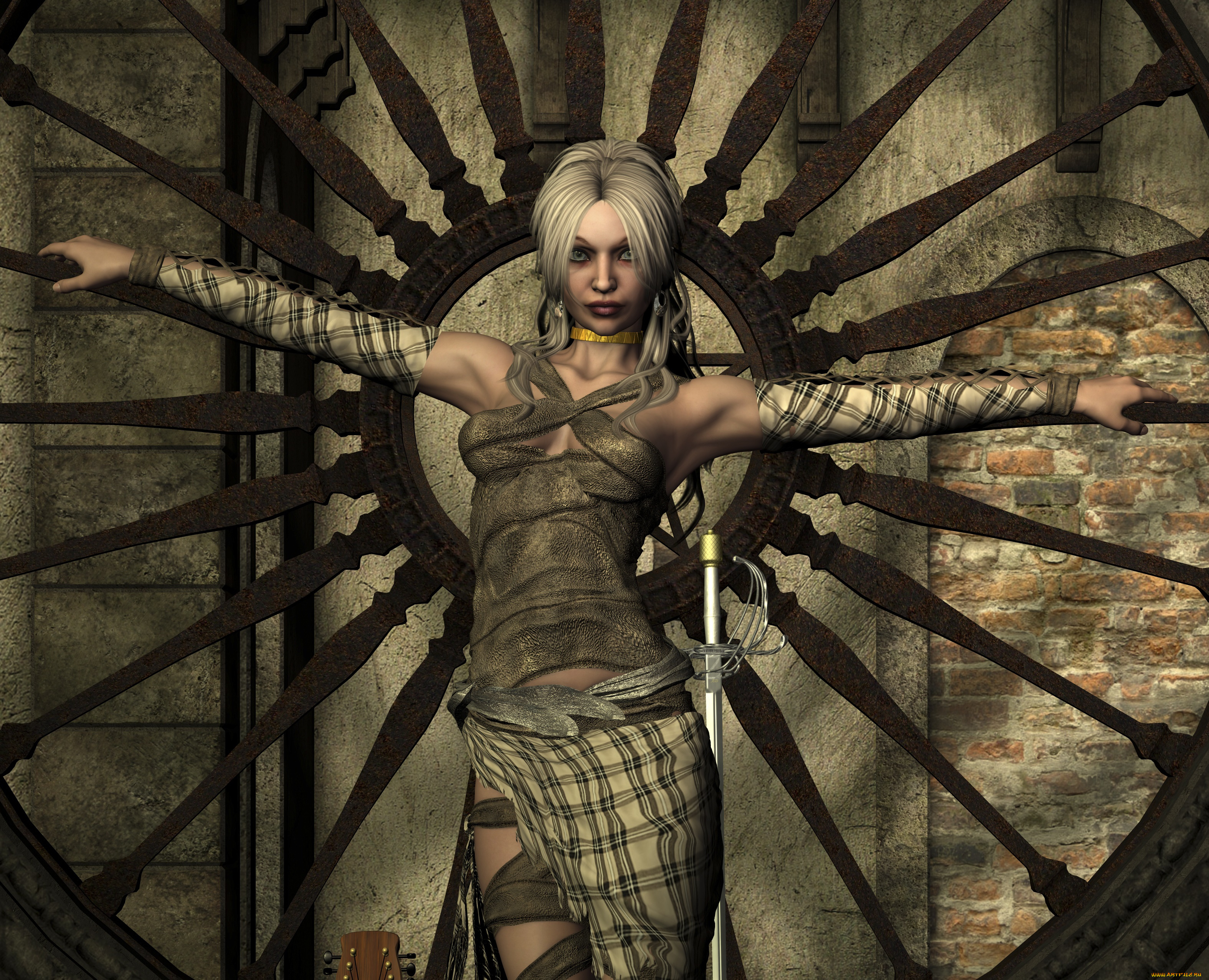 3д, графика, фантазия, , fantasy, фон, взгляд, девушка