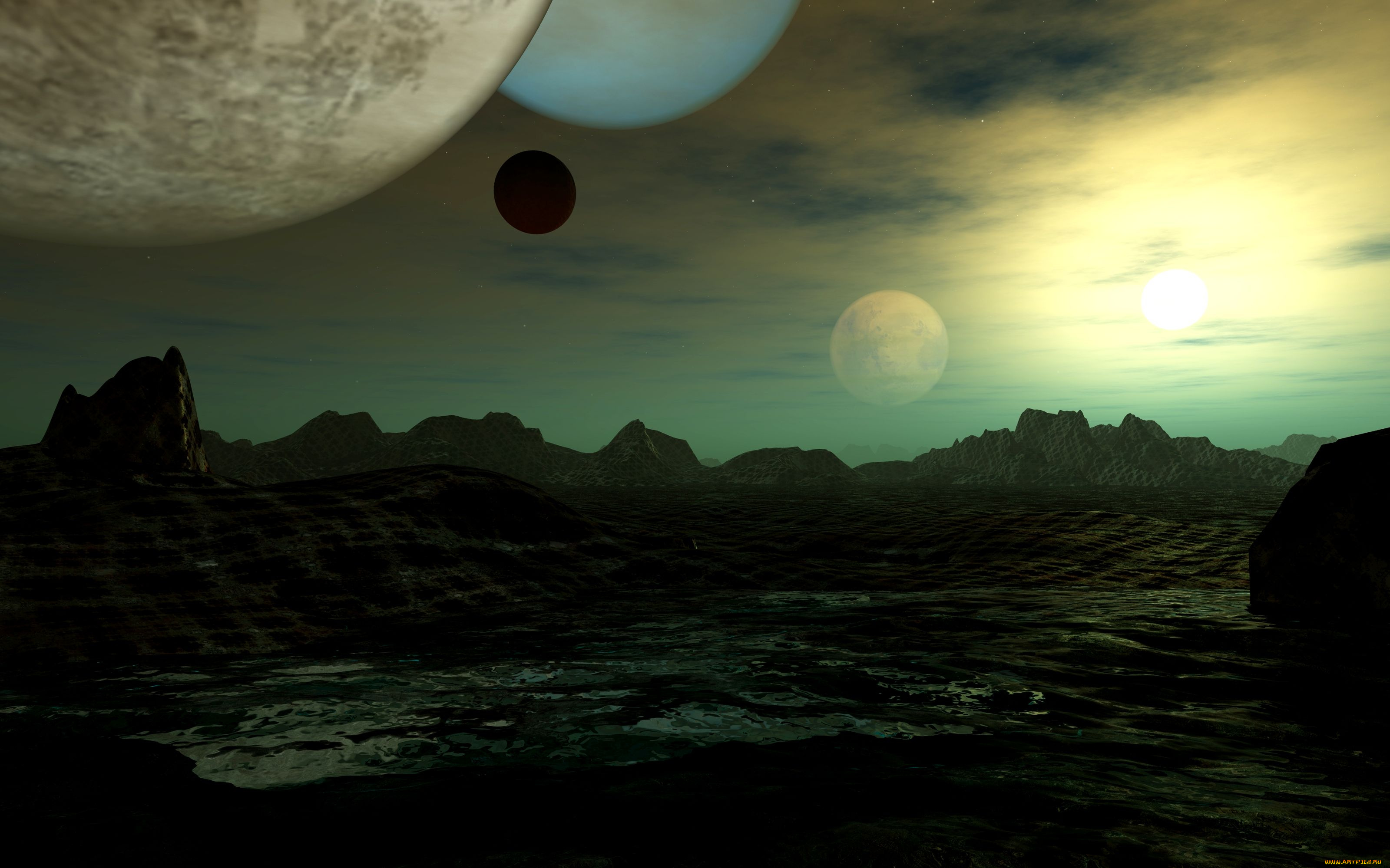3д, графика, атмосфера, настроение, , atmosphere, , , mood, , вселенная, планеты, поверхность