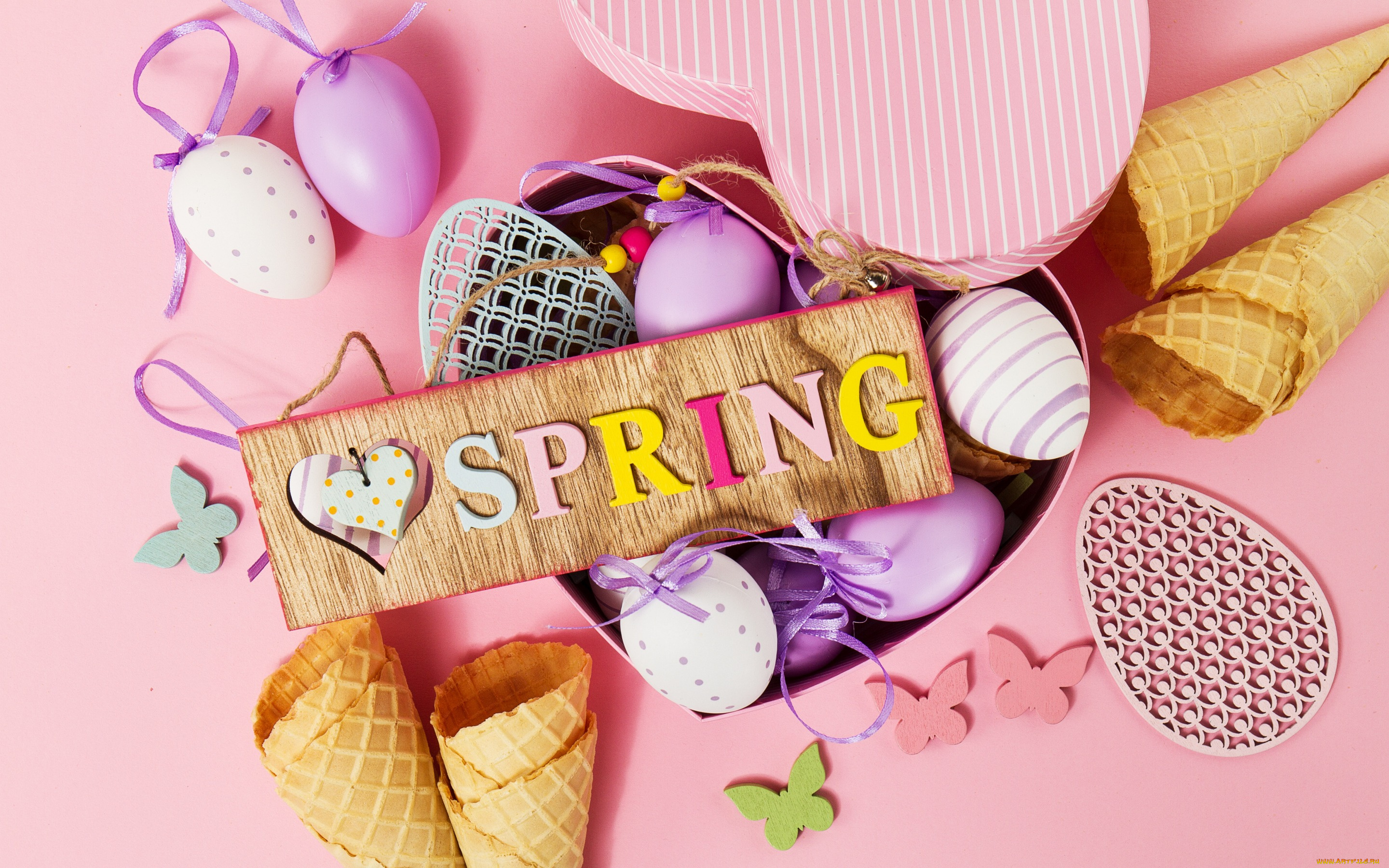 праздничные, пасха, вафельный, рожок, праздник, яйца