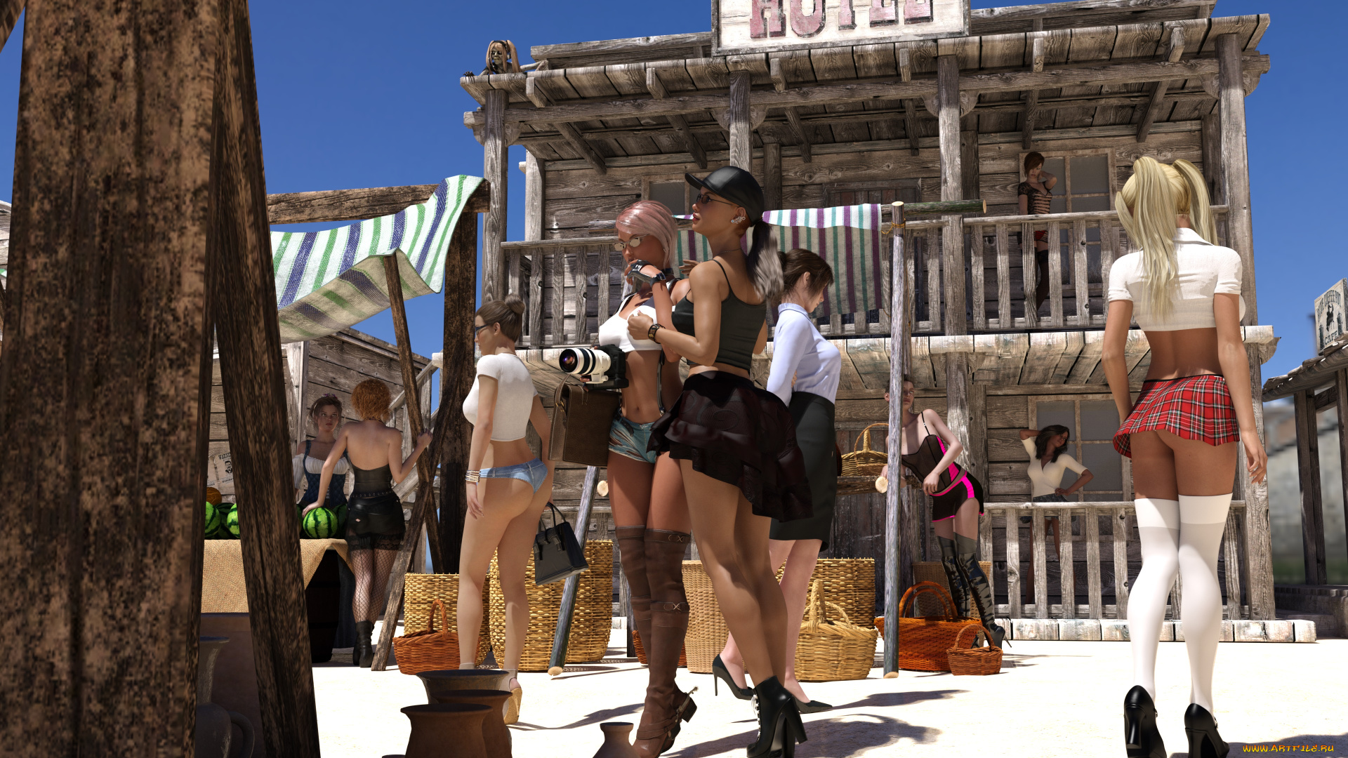 3д, графика, люди, , people, девушки, взгляд, фон