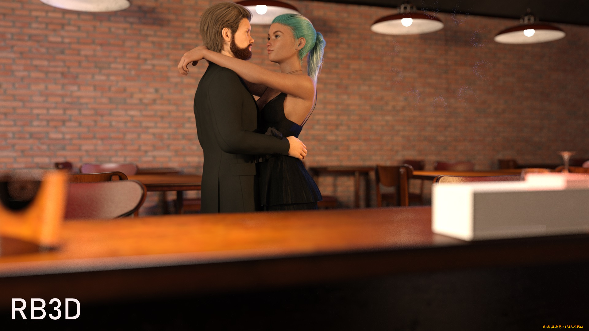 3д, графика, романтика, , romantics, фон, взгляд, девушка